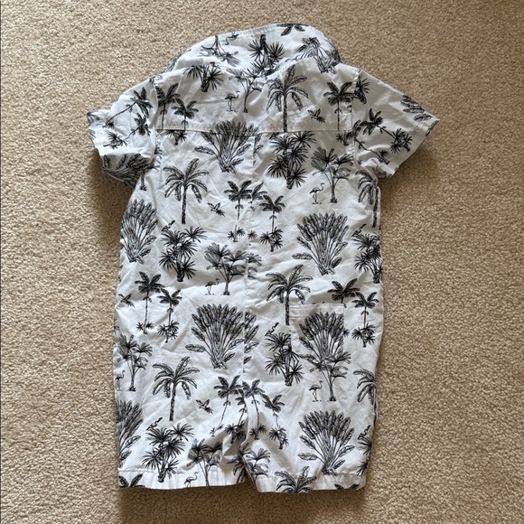 Janie and Jack Black and White Palm Print Romper - Picture 3 of 4